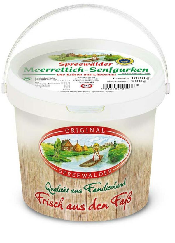 Senf Meerrettich Gurken   6 x 1 Liter Eimer Lübbenauer  Deutschland