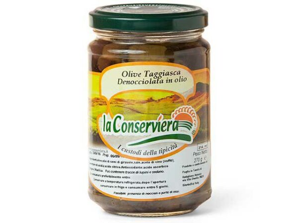 Taggiasca Oliven ohne Stein  970 g Glas  Italien