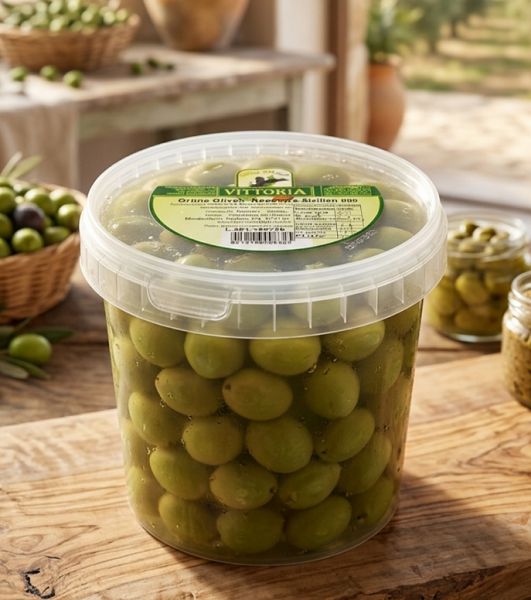 Velleca grüne Oliven "Nocellara"   1 kg Eimer  Italien