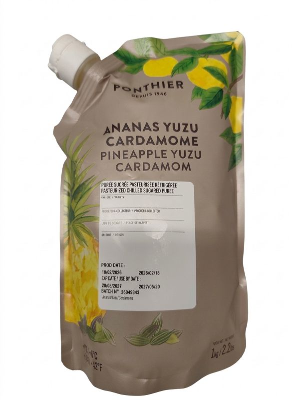 Fruchtpüree Ananas Yuzu Kardamom 1 Liter Packung PONTIER  Frankreich